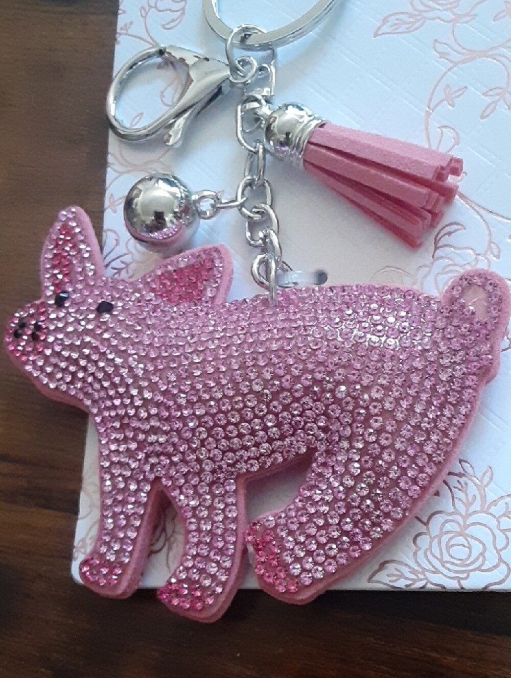 Blingy Pink Pig Bag Charm with Tassel - Picture 5 of 5